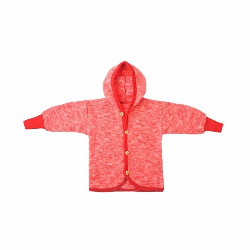 Куртка с капюшоном, флис шерстяной 100%, р.50/56, красный меланж  _ 46930.104.050