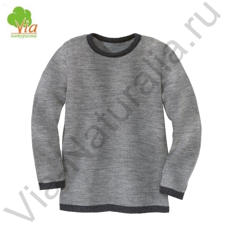 Пуловер, 100% шерсть, р.134/140,  черный меланж _ 312.91.134